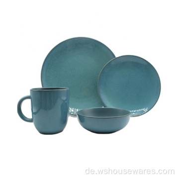 Beliebte Glasur Blue Restaurant Hochzeit Luxus-Platten Sets